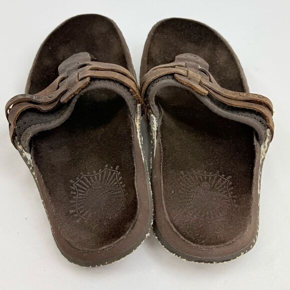 Cushe MANUKA Brown Leather Woven Upper Thong Toe Slip on Flipflop Sandals main image 10